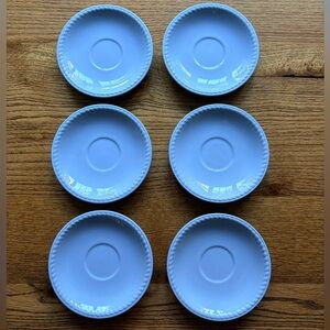 Homer Laughlin Kraft Blue set of 6 Saucers- made in USA- old! 1940’s-1950’s